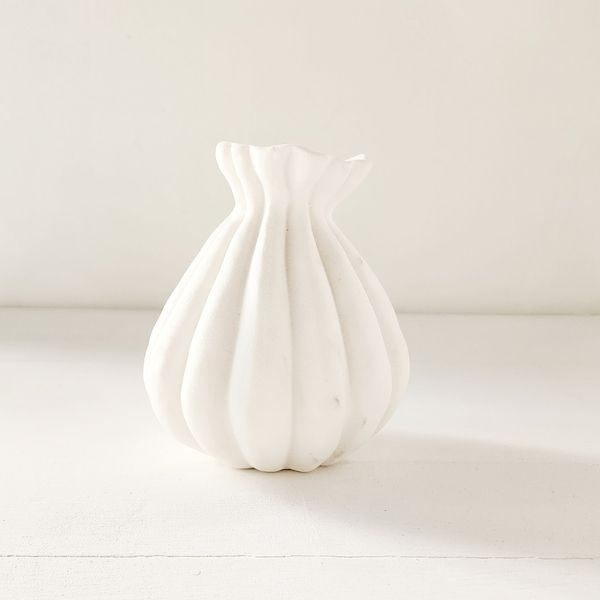 Ceramic Dumpling Pot Budvase - Small - Matte White 